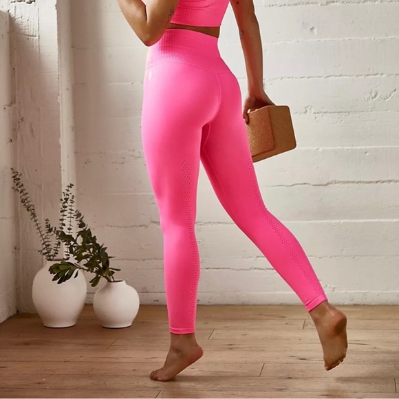 Free People Pants - Free People Good Karma Leggings in Tropical Pink BARBIECORE